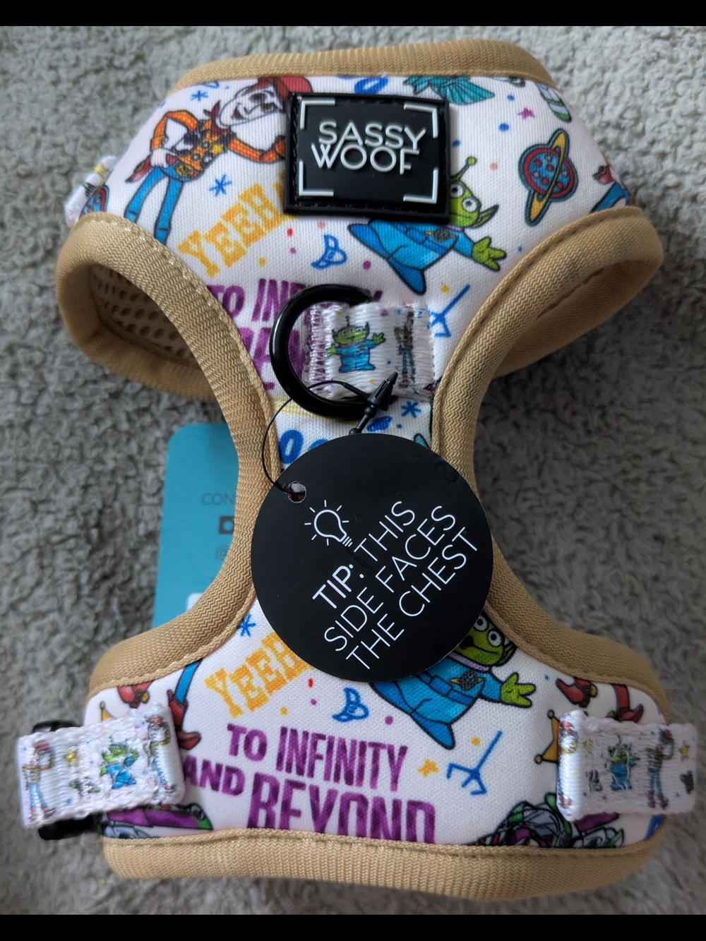 SASSY WOOP Toy Story Print Dog Harness in Beige